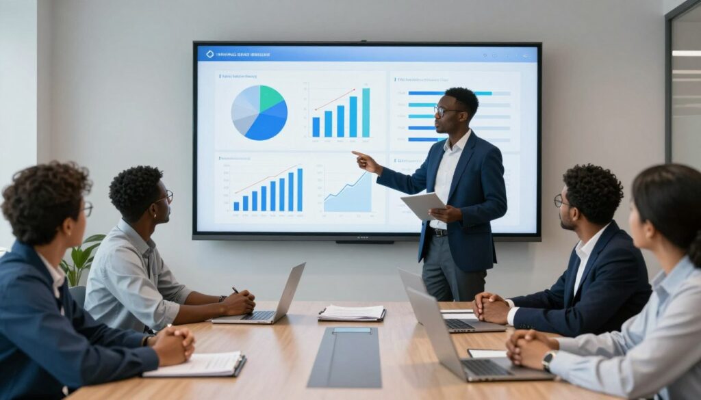 Data scientist analyzing business data and creating visualizations
