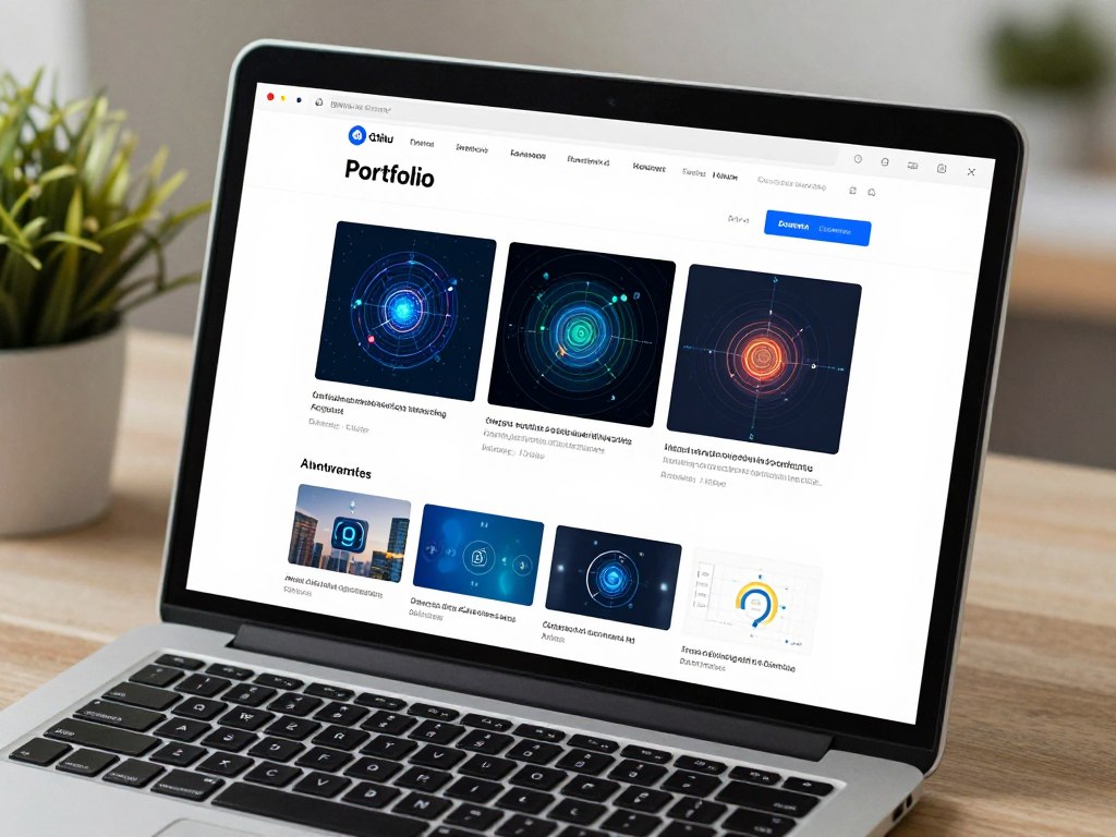 Professional portfolio website showcasing AI engineering projects on laptop screen