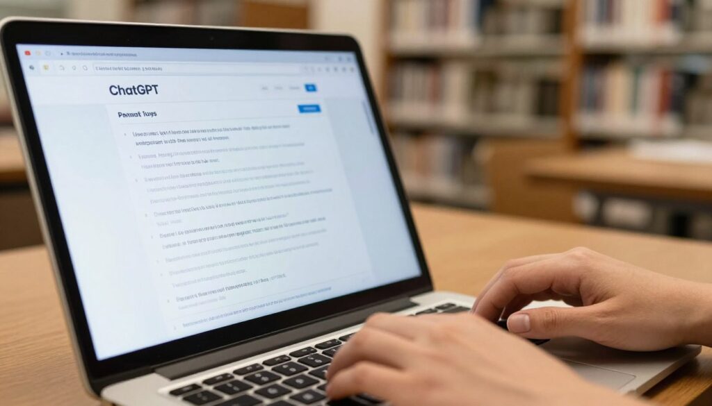Student using ChatGPT with well-structured prompts on laptop screen