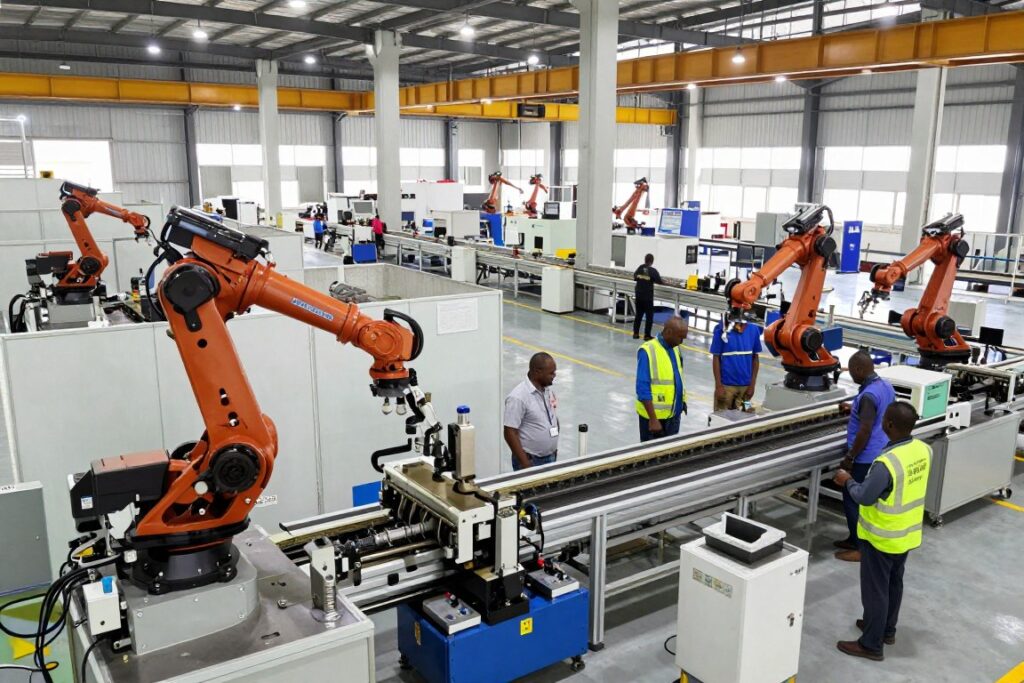 Automated manufacturing facility in Nigeria with robotic systems